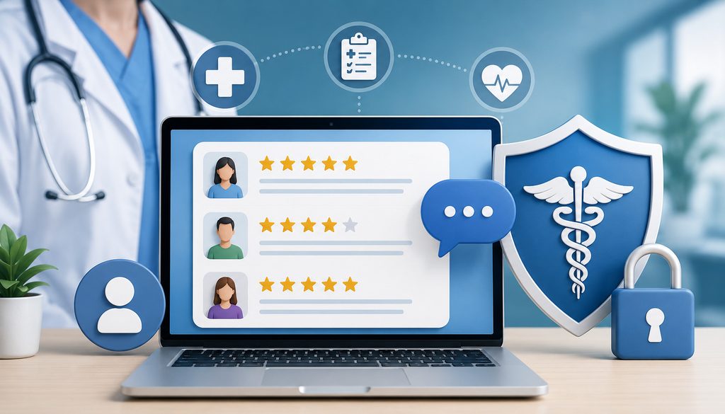 HIPAA-compliant online patient review response illustration