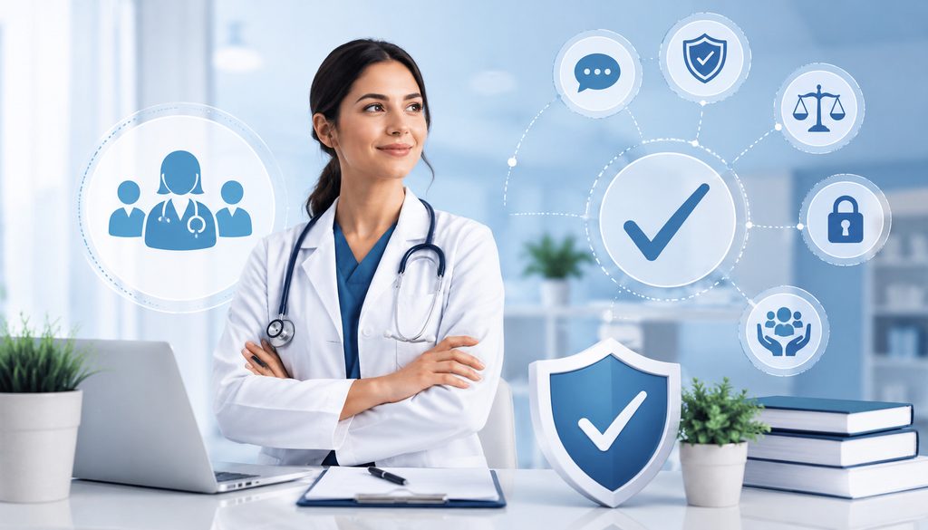 Medical practice privacy and safe communication illustration