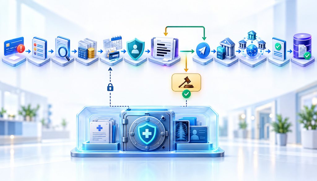 PHI-safe medical practice chargeback representment workflow