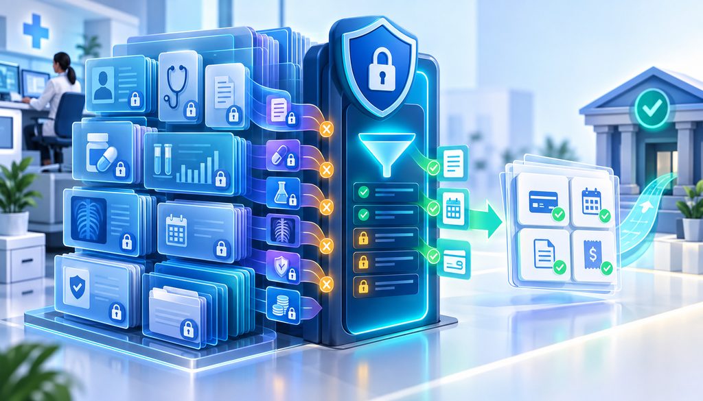 Medical chargeback evidence redaction and PHI minimization process